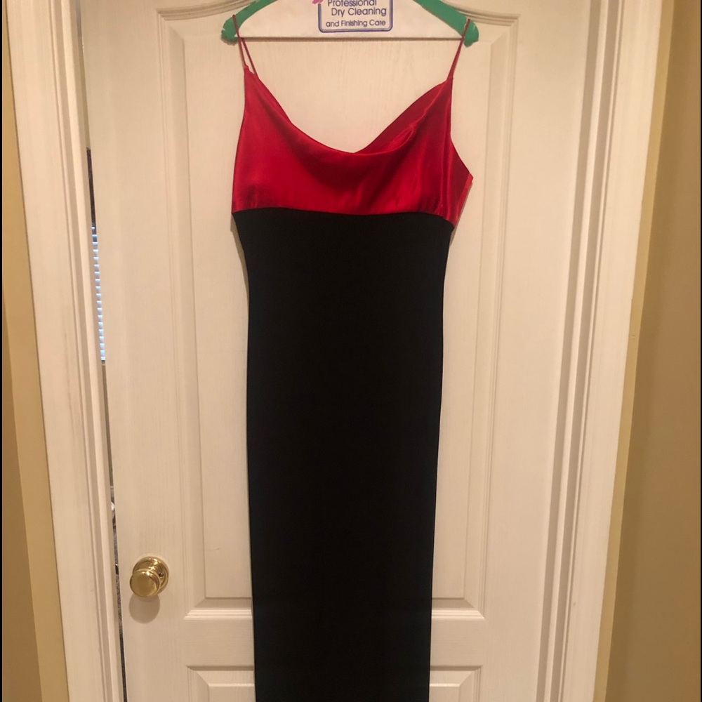 Red/Black Long Cocktail Dress